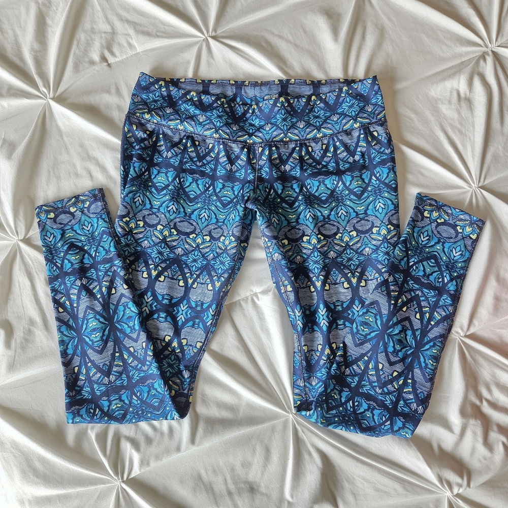 Blue Geometric Print Leggings